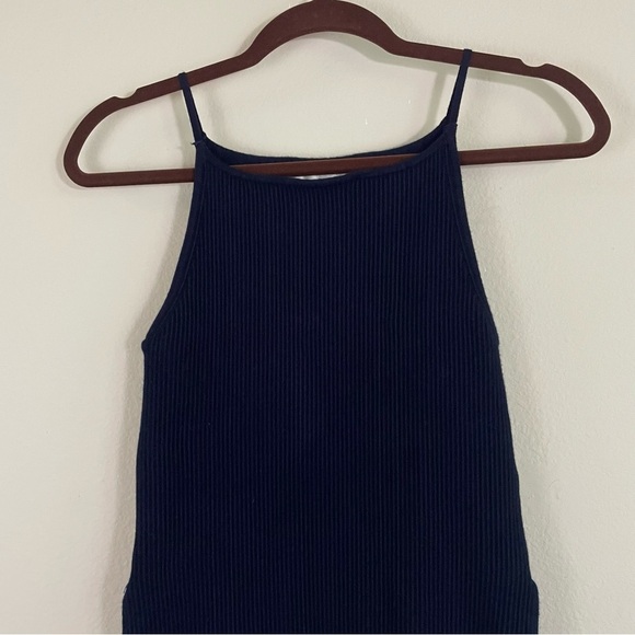 Caroline Constas Navy Ribbed Stretchy Tank Top Size Small - Picture 4 of 7